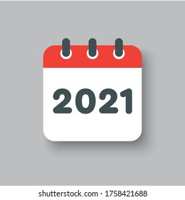 Vector icon calendar year - 2021. Vector illustration. Annual date, meeting, appointment.