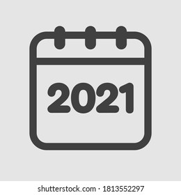 Vector Icon Calendar Year - 2021. Vector Illustration. Annual Date, Meeting, Appointment.