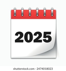 Icono de Vector Año calendario 2025. Fecha anual, reunión, cita. Calendario Icono plano 2025. Vector de calendario diario plano. Fecha y hora, día, mes. 