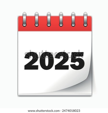 Vector icon calendar year 2025. Annual date, meeting, appointment. Calendar Flat Icon 2025. Vector flat daily calendar icon. Date and time, day, month. 