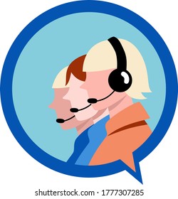 
Vector icon. Call centre. Technical support.