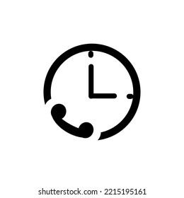 icono vector llamadas tiempo o tiempo de teléfono fondo blanco