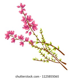 Vector icon of Calluna Vulgaris, Heather or Ling. The Native Flower of Norway. Isolated elements on white background. Perfect for game icon or other design works.