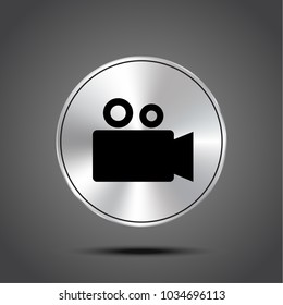 vector icon Camcorder metallic isolated on dark background