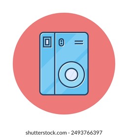 Vector icon of the camera with a circle background.