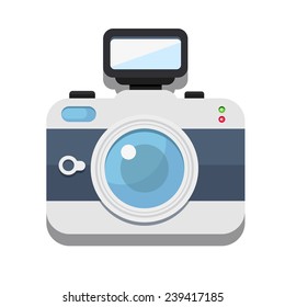 Vector icon of a camera with a flash in a flat style