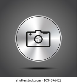 Vector icon camera metallic isolated on dark background