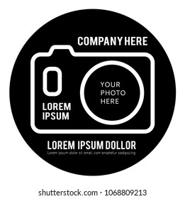Vector icon of camera on black background with dots
