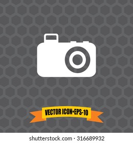 Vector Icon of Camera or Photo on Dark Gray Background. Eps.10.