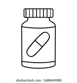 Vector icon, can for medicines, capacity for pills. Line art. Vector illustration