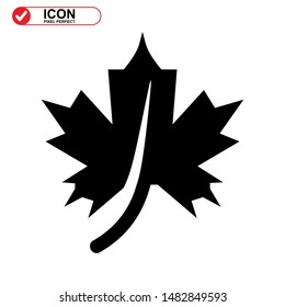Vector icon of Canadian autumn leaf, Maple leaf icons. Vector illustration