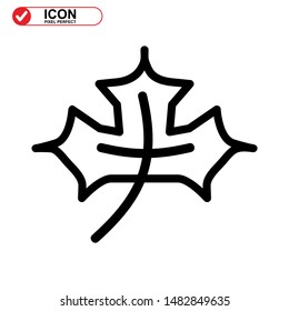 Vector icon of Canadian autumn leaf, Maple leaf icons. Vector illustration