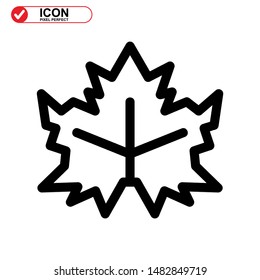 Vector icon of Canadian autumn leaf, Maple leaf icons. Vector illustration