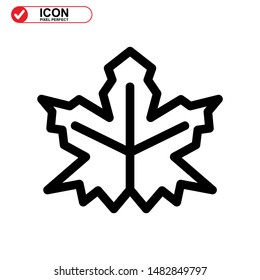 Vector icon of Canadian autumn leaf, Maple leaf icons. Vector illustration