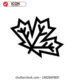 Vector icon of Canadian autumn leaf, Maple leaf icons. Vector illustration