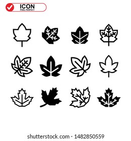 Vector icon of Canadian autumn leaf, Maple leaf icons. Vector illustration