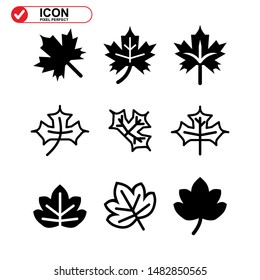 Vector icon of Canadian autumn leaf, Maple leaf icons. Vector illustration