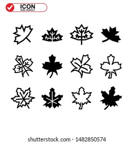 Vector icon of Canadian autumn leaf, Maple leaf icons. Vector illustration