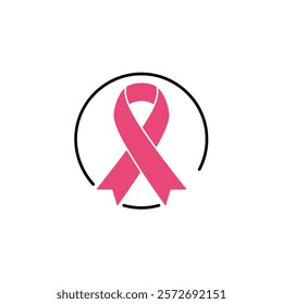 Vector icon Cancer awareness badge with ribbon on a white background