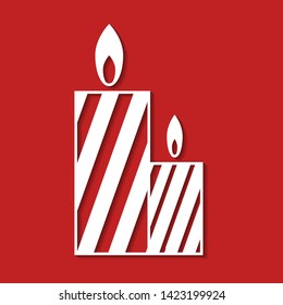 vector icon of candle. silhouette in paper cut style for new year and Christmas design