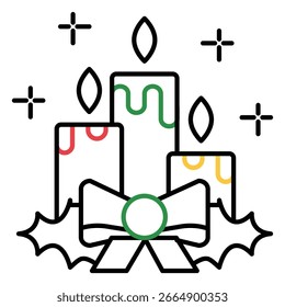 Ícone de vetor de velas com chamas cintilantes e design de interiores acolhedor