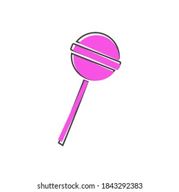 Icono vector de caricatura de caramelos sobre un estilo de caricatura de palos sobre fondo blanco aislado.