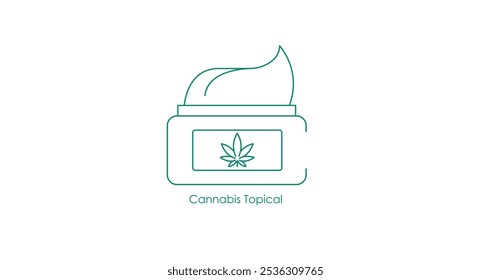 Ícone de vetor para produtos de aplicação tópica Cannabis com cremes, balms e loções para o bem-estar