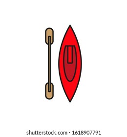 vector icon of canoe with simple shapes