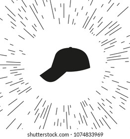 Vector icon cap against the background of the rays