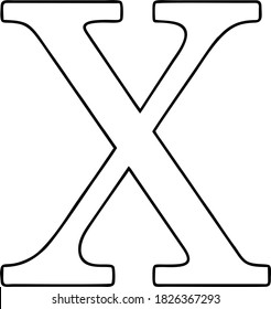 Vector icon of capital letter "X" or Roman numeral "X"