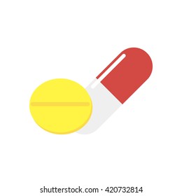 Vector icon of capsule and yellow pill