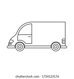 Icono vector de un camión o una camioneta comercial. Diseño simple, un contorno vacío aislado en un fondo blanco. Diseño para colorear libros, sitios web y aplicaciones