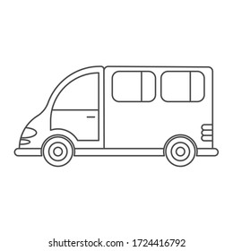 Icono vector de un coche o camioneta comercial. Diseño simple con contorno vacío aislado en un fondo blanco. Diseño para colorear libros, sitios web y aplicaciones
