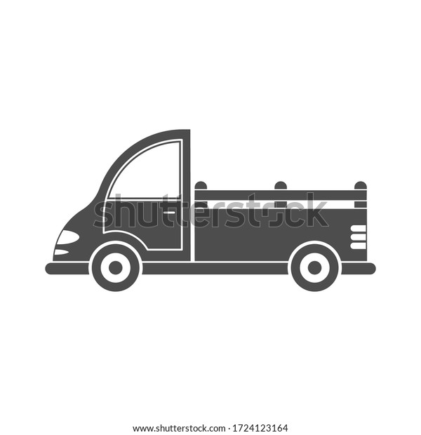 Vector icon of a car or commercial van. Simple\
design, filled silhouette isolated on white background. Design for\
websites, and apps