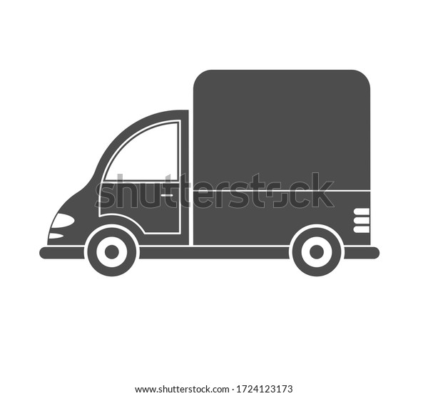 vector icon of a car or commercial\
van. Simple design, filled contour isolated on a white background.\
Design for coloring books, websites, and\
apps\
