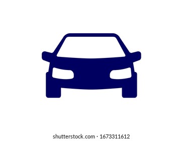 Vector icon car in dark blue on a white background.