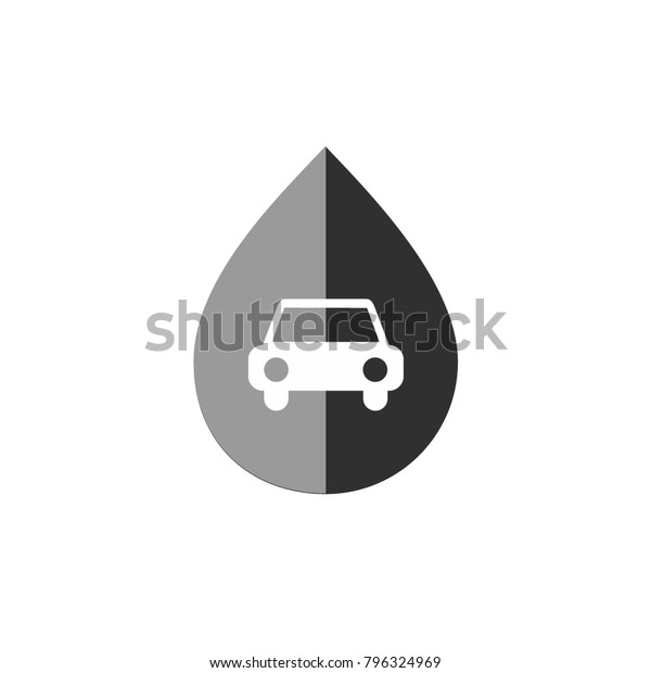 vector icon of the car with a drop of oil. change of\
machine oil