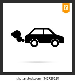 Vector icon of car emitting exhaust fumes