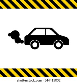 Vector icon of car emitting exhaust fumes