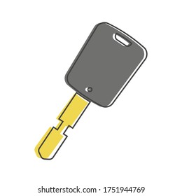 Estilo de caricatura de la clave del vehículo con icono vector sobre fondo aislado blanco.
