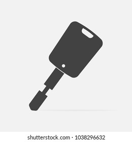 Vector icon car key with a keychain. Vector flat illustration on a gray background