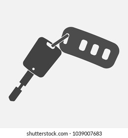 Vector icon car key with a keychain. Vector flat illustration on a gray background