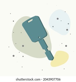 Vector icon car key with a keychain on multicolored background. Layers grouped for easy editing illustration. For your design.