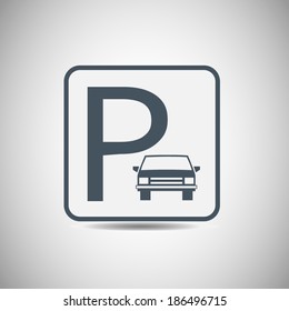  Vector icon Car parking sign, vector illustration 