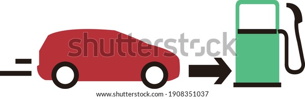 Vector icon of a\
car rushing to the gas\
station