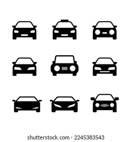 vector icon car set black and white