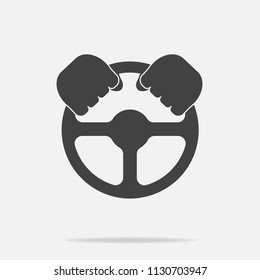 Vector icon of car steering wheel and driver's hands. Layers grouped for easy editing illustration. For your design.
