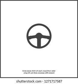  Vector icon of car steering wheel on white isolated background. Layers grouped for easy editing illustration