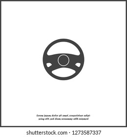 Vector icon of car steering wheel on white isolated background. Layers grouped for easy editing illustration