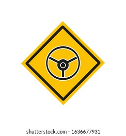 vector icon, car steering wheel on white background